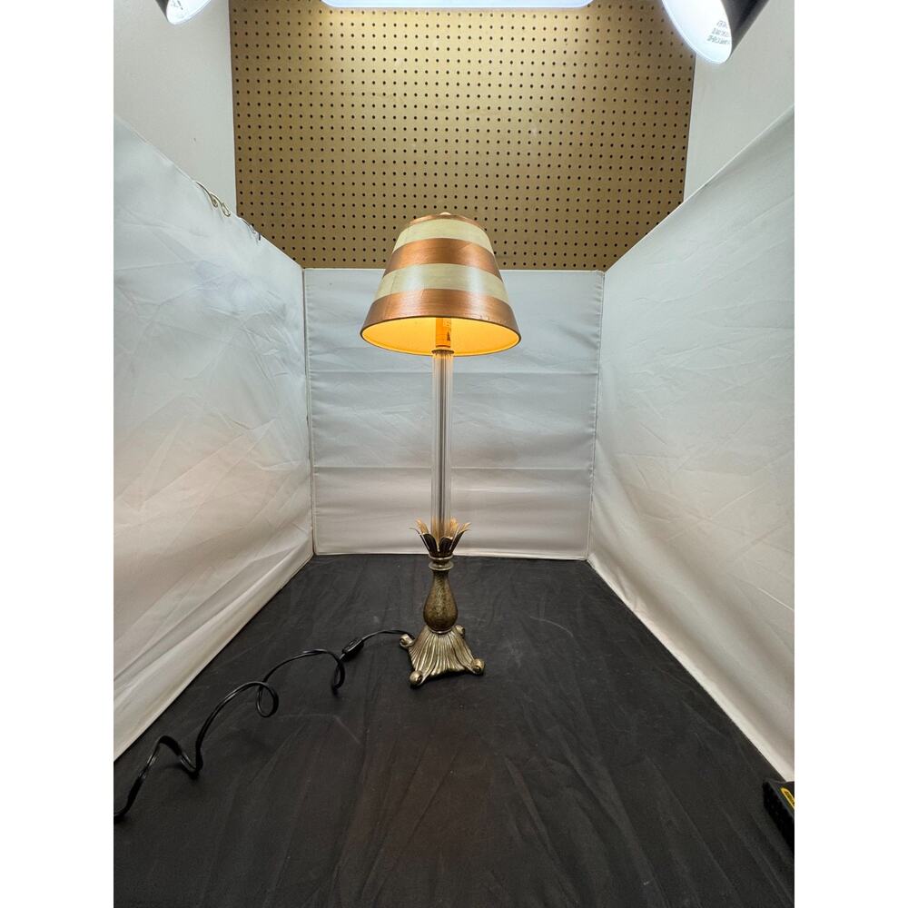 Vintage Wildwood Table Lamp Fluted Glass Column Brass Mid Century Modern MCM 22" - Picture 5 of 15